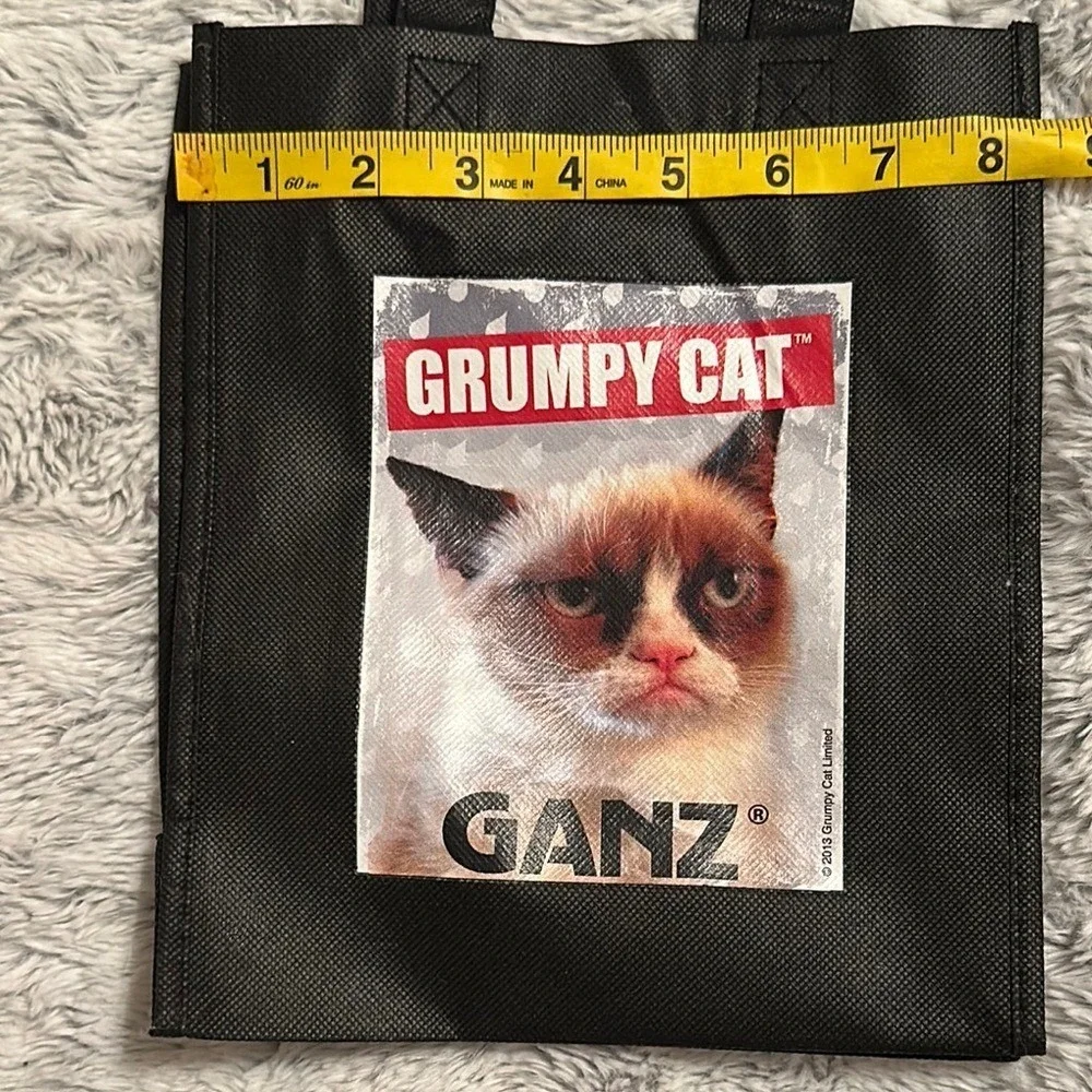 Ganz Grumpy Cat Mini Tote Bag Black Reusable Gift Bag 2013 Meme Collectible 8x10